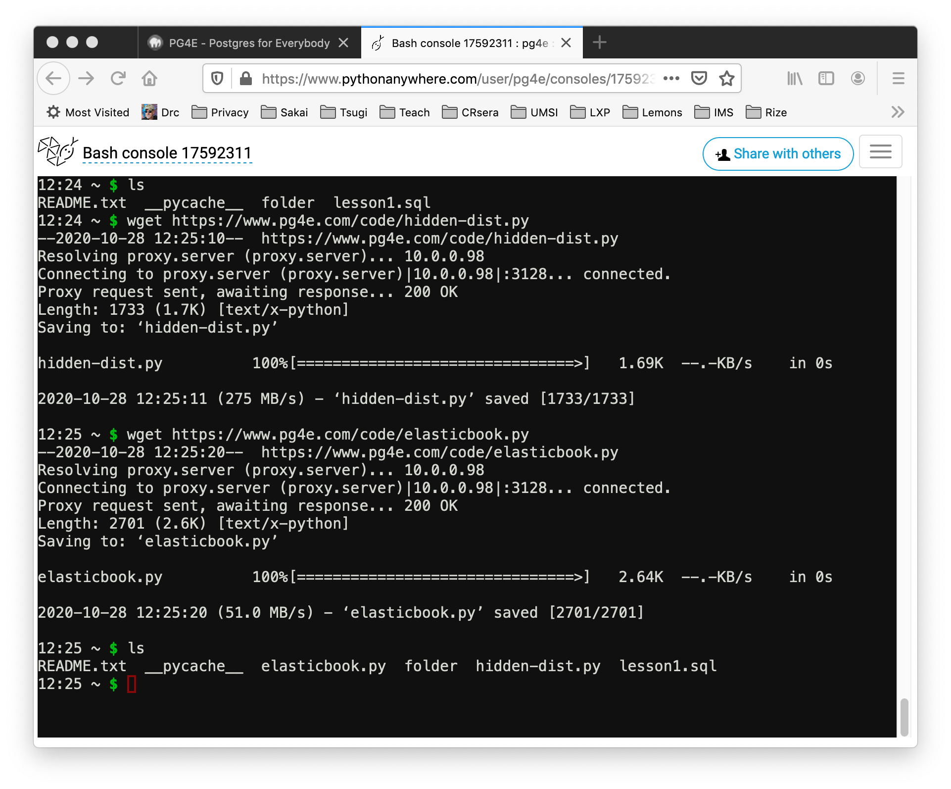 An example of using wget on PythonAnywhere